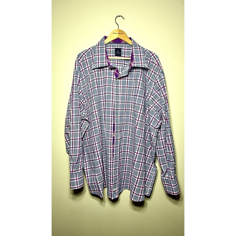 Tailorbyrd Collection Shirt Men's 3XL Plaid Flip Cuff Long Sleeve Button Up